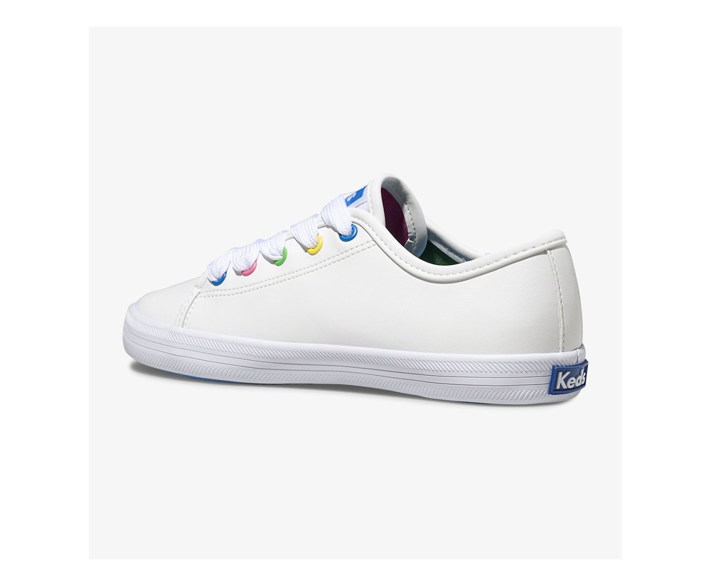 Πανινα Παπουτσια Παιδικα - Keds Kickstart Multi-Color Eyelets - Λευκα - ALOMP1385